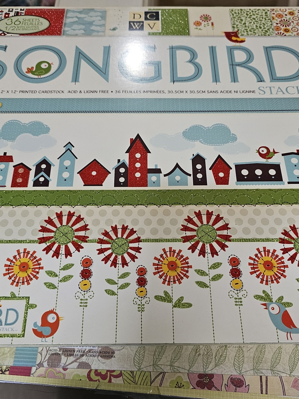 DCWV Vintage Songbird  Scrapbook  Cardstock Paper Pad - 36 Sheets - 12x12
